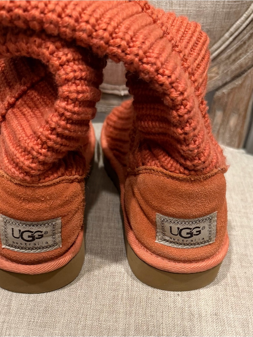 UGG Orange Knit Slipper Boots - Picture 6 of 8
